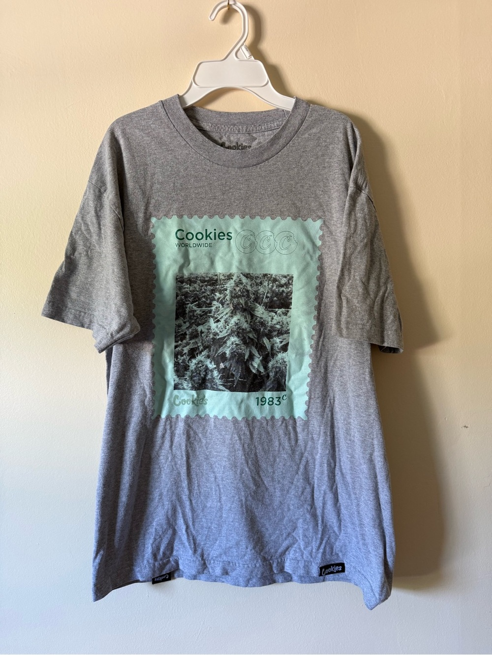 Cookies Men's Gray Graphic Tee with Mint Print